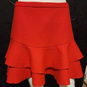 Red Flounce Hem Skirt Size 6
